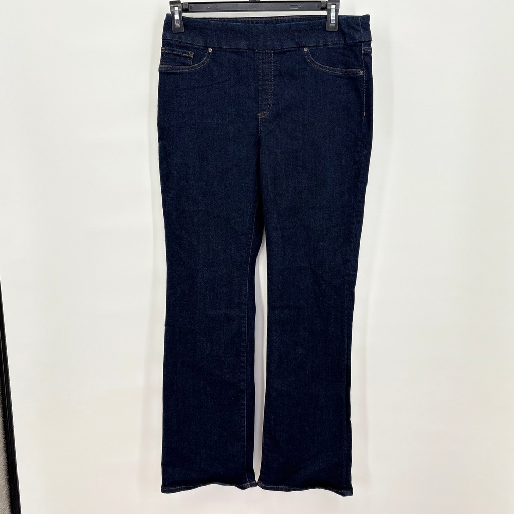 Chico's Pull On Slim Boot Jeans Womens 1R US‎ 8R Dark Indigo Blue Stretch Denim